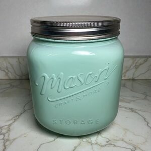 Vintage Style Mason Craft & More 2.7L Teal Storage Jar 91oz Large Canister EXC